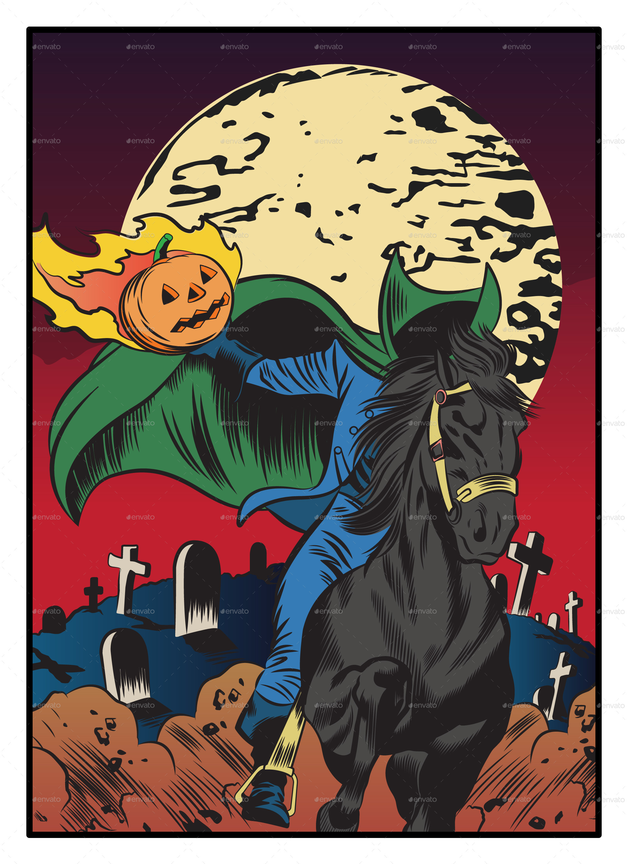 The Headless Horseman in The Night, Vectors GraphicRiver
